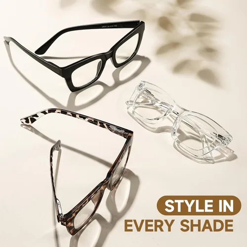 Miniatura 5 de Gafas de lectura de ojo de gato para mujer, paquete de 3 lectores de luz azul con bisagra de resorte, elegantes anteojos de computadora