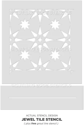 Miniatura 8 de Plantilla de azulejos Jewel – Plantilla reutilizable para suelo y azulejos para pintar – Fácil cambio de imagen de baño y cocina – Alternativa