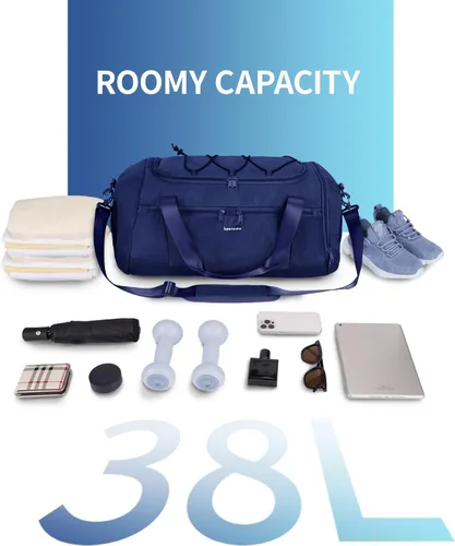Miniatura 4 de Sportsnew Bolsa de gimnasio para mujeres y hombres con compartimento para zapatos, bolsillo húmedo, bolsa de lona para hombre para viajes