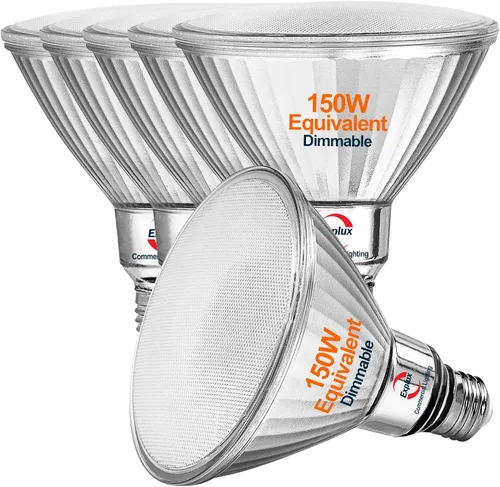Explux PAR38 LED de grado comercial, equivalente a 150 W, 1550 lúmenes, 40000 horas, regulable, bombillas clásicas de vidrio completo, impermeables