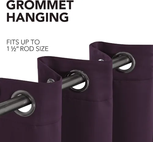 Miniatura 30 de Deconovo Cortinas opacas 100% con forro negro, cortinas con ojales aisladas térmicamente que reducen el ruido, doble capa para oscurecer