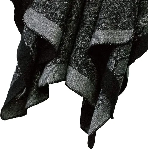Miniatura 6 de Chal estilo poncho con frente abierto con patrón vintage capa para mujer