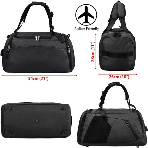 Miniatura 6 de Bolsa de lona impermeable para gimnasio, bolsa de viaje para hombres y mujeres, bolsa de lona con compartimento para zapatos, bolsa de noche 40L