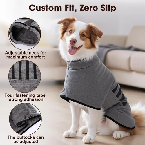 Miniatura 3 de Albornoz de Microfibra para Perro Toalla Envolvente para Perro Abrigo de Secado Súper Absorbente Albornoz de Baño para Cachorro, Perros Medianos