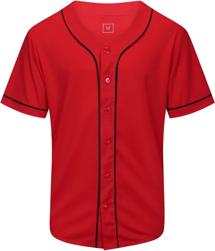 Miniatura 7 de Camisa de béisbol lisa en blanco, camisas de manga corta con botones, uniforme deportivo de hip hop para hombres y mujeres adultos