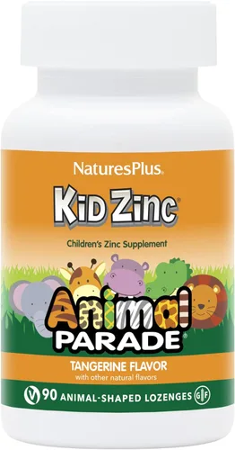 Miniatura 7 de NaturesPlus Animal Parade KidZinc, sabor a mandarina, 90 pastillas con forma de animal, zinc quelado orgánicamente, vegano, sin gluten, 90 porciones