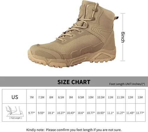 Miniatura 5 de FREE SOLDIER Botas de senderismo impermeables para hombre, botas de trabajo ligeras, botas tácticas militares, botas de combate duraderas