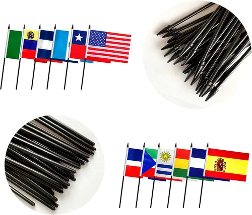 Miniatura 3 de Paquete de 22 banderas pequeñas de mano de países de América Latina, incluye 18 países de América Latina, 5 x 8 pulgadas