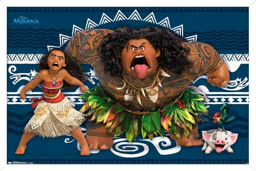 Miniatura 16 de Disney Moana - Póster de pared de caras de 22.4 pulgadas de largo x 14.7 pulgadas de ancho, versión enmarcada de madera de granero