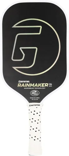 GAMMA Rainmaker - Paleta de pickleball ligera, grande, cara de fibra de carbono de microcuentas para mayor giro y control, peso de giro Negro