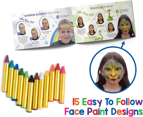 Miniatura 2 de Dress Up America 12 colores de crayones para dibujar en rostro y cuerpo. Seguro y no tóxicos, 1, Multicolor