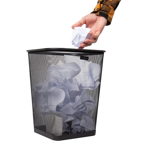 Miniatura 6 de Mind Reader Cubo de basura de malla, cesta de papel usado, cuadrado, oficina, malla metálica, 9.75 pulgadas de largo x 9.75 pulgadas de ancho x Negro