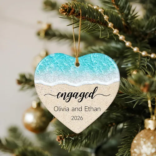 Miniatura 2 de Adorno personalizado para casados de primera Navidad 2026, regalos de compromiso para parejas, adorno de boda personalizado para recién casados