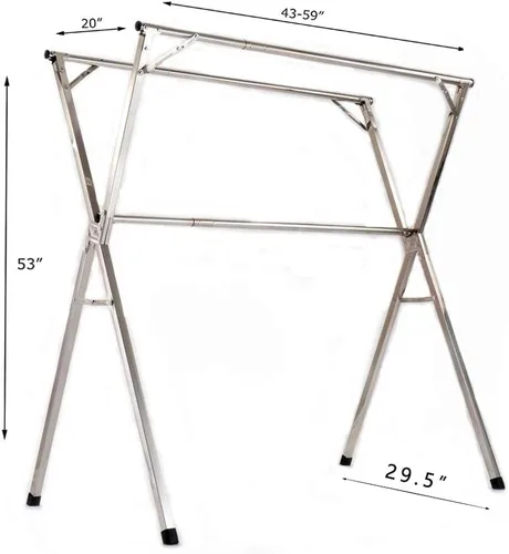 Miniatura 5 de AIODE Estante de secado de ropa para ropa plegable sin instalación Estante ajustable de acero inoxidable para ropa