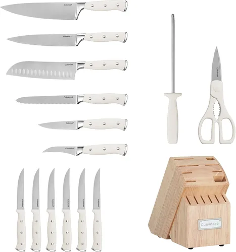 Miniatura 3 de Cuisinart - Juego de 15 cuchillos con bloque, acero inoxidable de alto carbono, remache triple forjado, natural C77CTR-15P