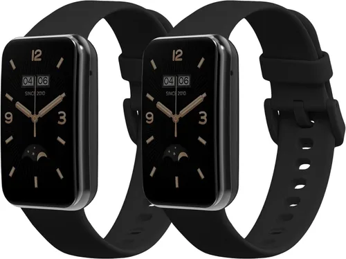 kwmobile Correas compatibles con correas Xiaomi Mi Band 7 Pro - 2 correas de reloj de silicona de repuesto, color negro/verde oscuro