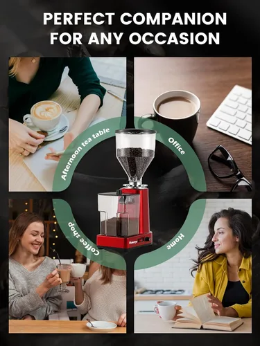 Miniatura 8 de Huanyu Molinillo de café de rebabas planas con 19 ajustes de molienda a granel, molinillo de granos de café eléctrico ajustable de gran capacidad