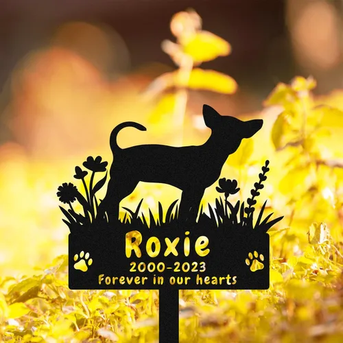 Miniatura 3 de Marcador de tumba conmemorativo de perro Chihuahua personalizado, estaca de jardín conmemorativa de perro Chihuahua, marcador de tumba de metal