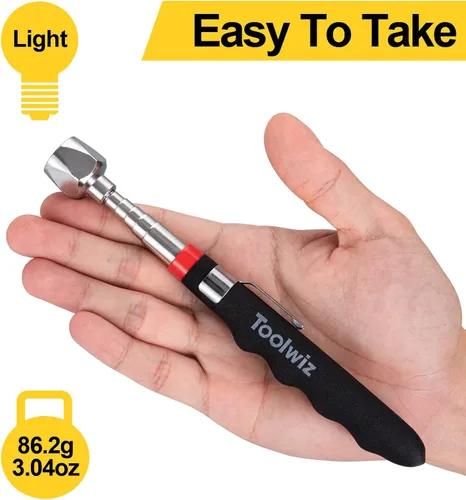 Miniatura 3 de Toolwiz Herramienta de recogida magnética telescópica (16 libras), extensible hasta 30 pulgadas, herramienta magnética de recogida extensible