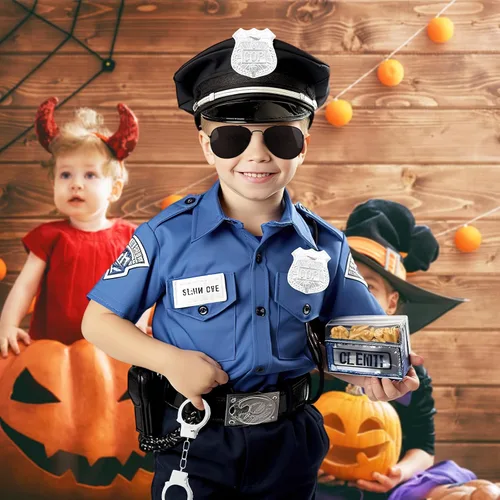 Miniatura 5 de 3 otters Juego de 9 juguetes de policía de simulación, accesorios de policía para niños, incluye insignia, esposas, walkie y más para fiesta