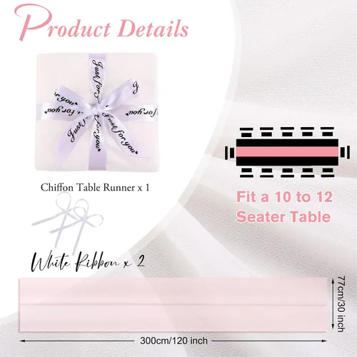 Miniatura 2 de Camino de mesa de gasa blanca de 10 pies de 30 x 120 pulgadas, romántico, transparente, para bodas, fiestas, despedidas de soltera, baby shower