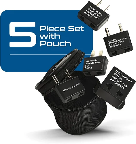 Miniatura 2 de Ceptics Adaptador de enchufe de viaje internacional de 5 piezas, ideal para teléfonos celulares, cargadores de batería, computadoras portátiles