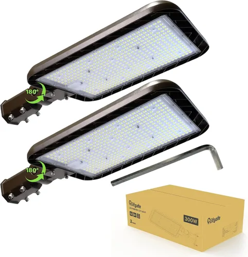 Miniatura 14 de Glitgate Luz LED de estacionamiento de 300 W, 45000 lm, 5000 K, ajustable, deslizante, montaje en luces de calle con fotocélula del atardecer al