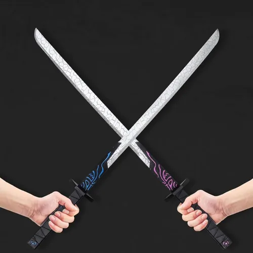Miniatura 8 de Espada de anime japonés Samurai Pu de 32 pulgadas, espada de anime ninja Katana juguete para adolescentes, adultos, jugar, esgrima, diversión