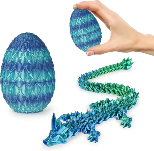 Miniatura 9 de Huevos de dragón pequeños con dragón en el interior, regalos divertidos sorpresa impresos en 3D para niños, juguetes fidget articulados de dragón Oro