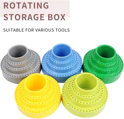 Miniatura 7 de Tenedor rotatorio de la broca del tenedor de la herramienta de los accesorios 116 agujeros Rotary Tool Bit Holder Azul