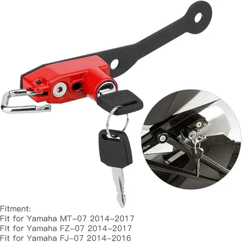 Miniatura 2 de Aramox Soporte antirrobo para casco, aleación de aluminio, rojo, cerradura de llave, Yamaha MT-07 FZ-07 FJ-07