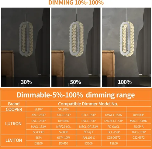 Miniatura 6 de Iluminación colgante para isla de cocina LED moderna cromada, mini candelabros ovalados de cristal para dormitorio, sala de estar, baño, comedor