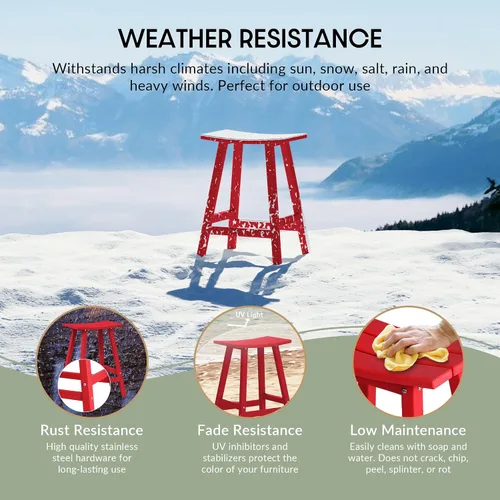 Miniatura 4 de WestinTrends Malibu - Juego de 2 taburetes para sillín para exteriores/patio, 24 alturas, color rojo
