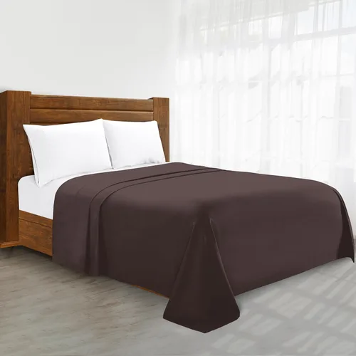 Sábana plana de lujo en Amazon Elegant Comfort sin arrugas de 1500 hilos de calidad de hotel Premier, tamaño King, color marrón chocolate