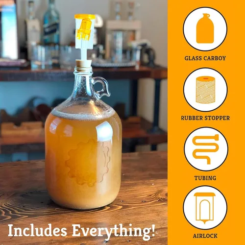 Miniatura 3 de Craft A Brew - Jarra de fermentación 1 paquete - Para elaboración casera - Incluye jarras fermentadoras de vidrio de 1 galón, esclusas y tapón