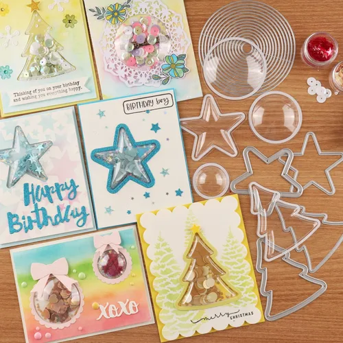 Miniatura 3 de Juego de 21 troqueles de círculo, estrella, árbol de Navidad para manualidades de papel, manualidades, troqueles de corte de metal, para 21