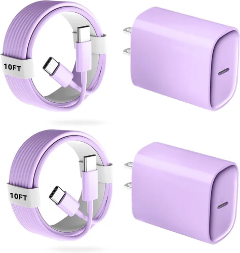 Miniatura 16 de Cargador para teléfono 17, 16, 15 Pro, carga rápida, 20 W, USB C, bloque de carga rápida con cargadores tipo C de 6.6 pies de largo, cable de carga