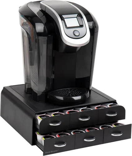 Mind Reader - Organizador de cápsulas de café de una porción con 2 cajones, capacidad para 72 cápsulas, para encimera, 14"L x 12.25"W x 4.75"H, negro