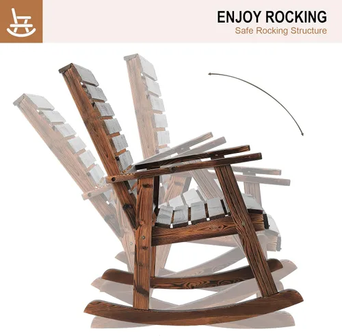 Miniatura 6 de Garturects Juego de 2 mecedoras para exteriores, mecedoras de madera para patio, muebles rústicos para porche, patio, porche, balcón y jardín