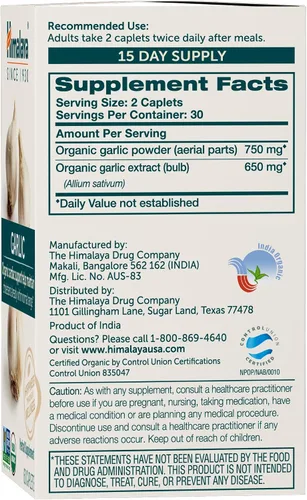 Miniatura 3 de Himalaya Ajo orgánico, para la salud total del corazón, colesterol y apoyo inmunológico, 1.400 mg, 60 cápsulas, suministro de 15 días