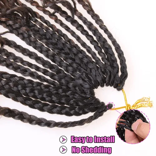 Miniatura 5 de COOKOO Cabello de Trenzas de Caja Bohemias de Ganchillo de 8 Pulgadas para Mujeres Negras, Paquete de 8, Cabello Sintético de Trenzas de Caja