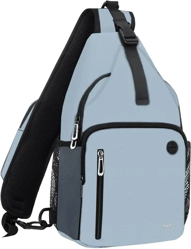 Miniatura 12 de MOSISO Mochila tipo bandolera, bolsa de hombro cruzada, bolsa de viaje para senderismo, bolsa de pecho con bolsillo frontal cuadrado y puerto