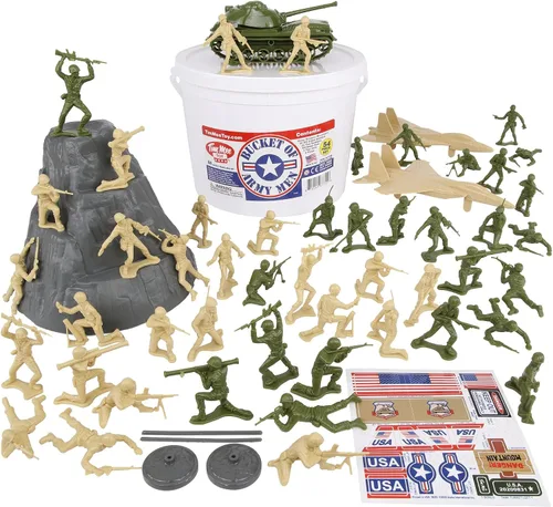 Miniatura 2 de TimMee Cubo de soldados de ejército - Verde OD vs. Tostado 54 piezas de juego de soldados - Fabricado en EE. UU