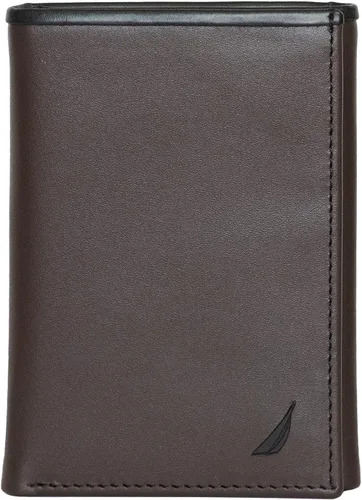 Miniatura 50 de Nautica Men's Trifold Wallet RFID Blocking Protection ID Window Card Slots Genuine Leather Durable