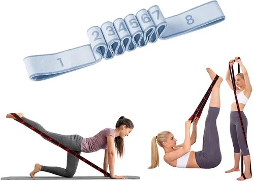 Miniatura 15 de Bandas de resistencia de fitness para estiramiento y yoga, banda de resistencia elástica numérica con marcas, banda de resistencia numerada bandas