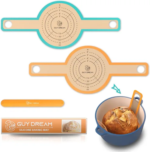 Miniatura 8 de GUYDREMAT - Alfombrilla de silicona para horno holandés, 2 piezas, eslinga de pan antiadherente, alfombrilla reutilizable para hornear pan de 8.3