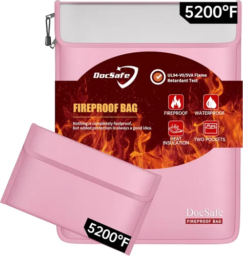 Miniatura 11 de DocSafe Bolsa de Documentos Resistente al Fuego (5200℉) con Estuche de Viaje Organizador Resistente al Fuego, Bolsa de Dinero Segura de 8 Capas