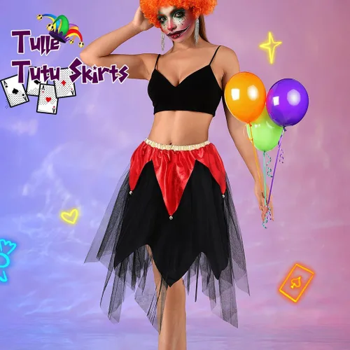 Miniatura 3 de TWINKLEDE Falda tutú para mujer, falda tutú irregular, tela de araña, tutús de Halloween, disfraz de fiesta, tutú para adultos