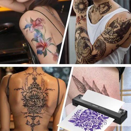 Miniatura 7 de Máquina impresora de plantillas de tatuajes, impresora Bluetooth inalámbrica térmica portátil mejorada 2026 para artistas de tatuajes