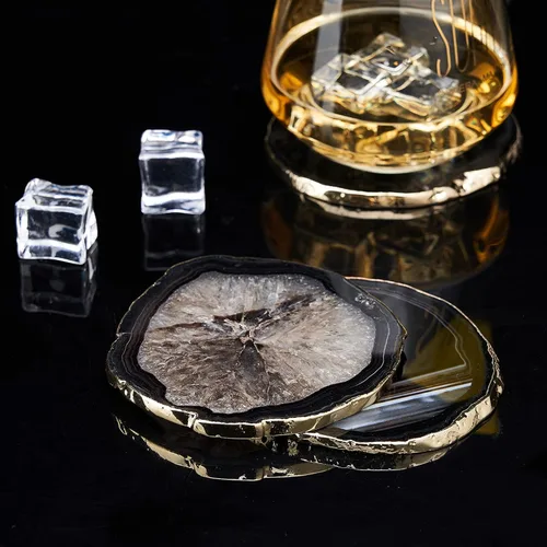 Miniatura 4 de Posavasos de Ágata Geode para Bebidas con Piedra Natural de Gema, Posavasos de Ágata en Rodajas para Tazas y Alfombrilla de Copa para Decoración